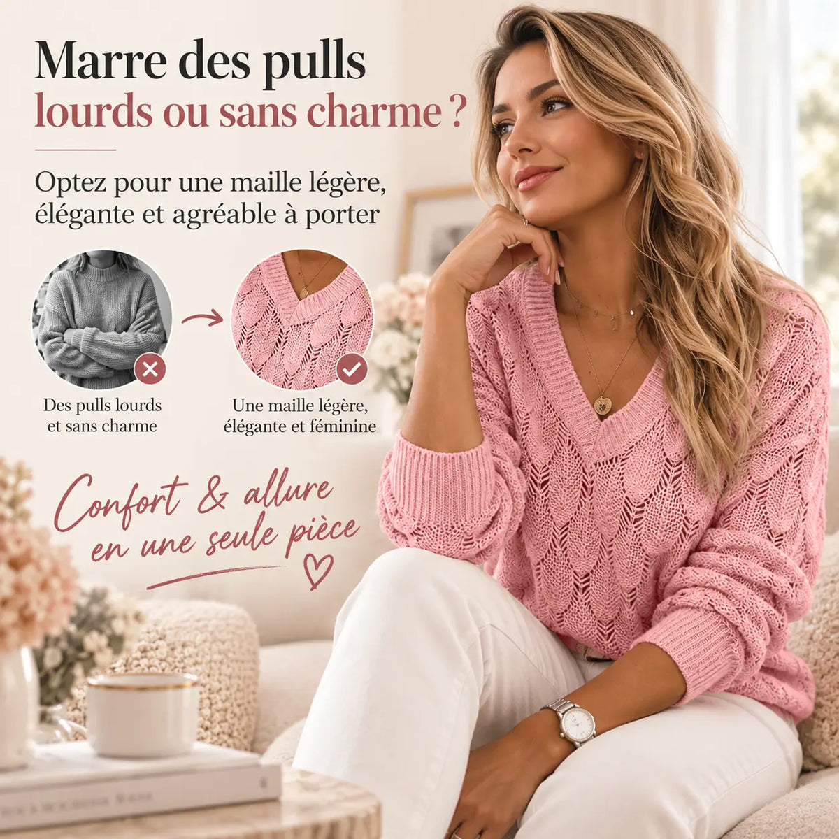 Pull Maille Ajourée Élégance