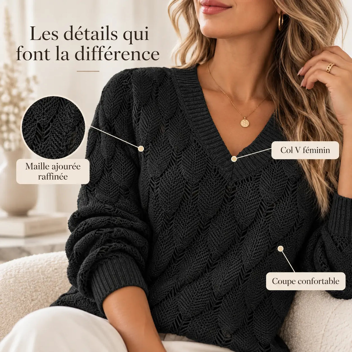 Pull Maille Ajourée Élégance